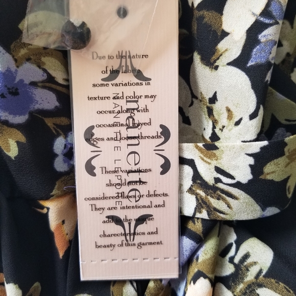 nanette Black Dream Cloud Midi Dress 8 Belted NWT Floral Short Sleeve Flowy - Picture 15 of 16